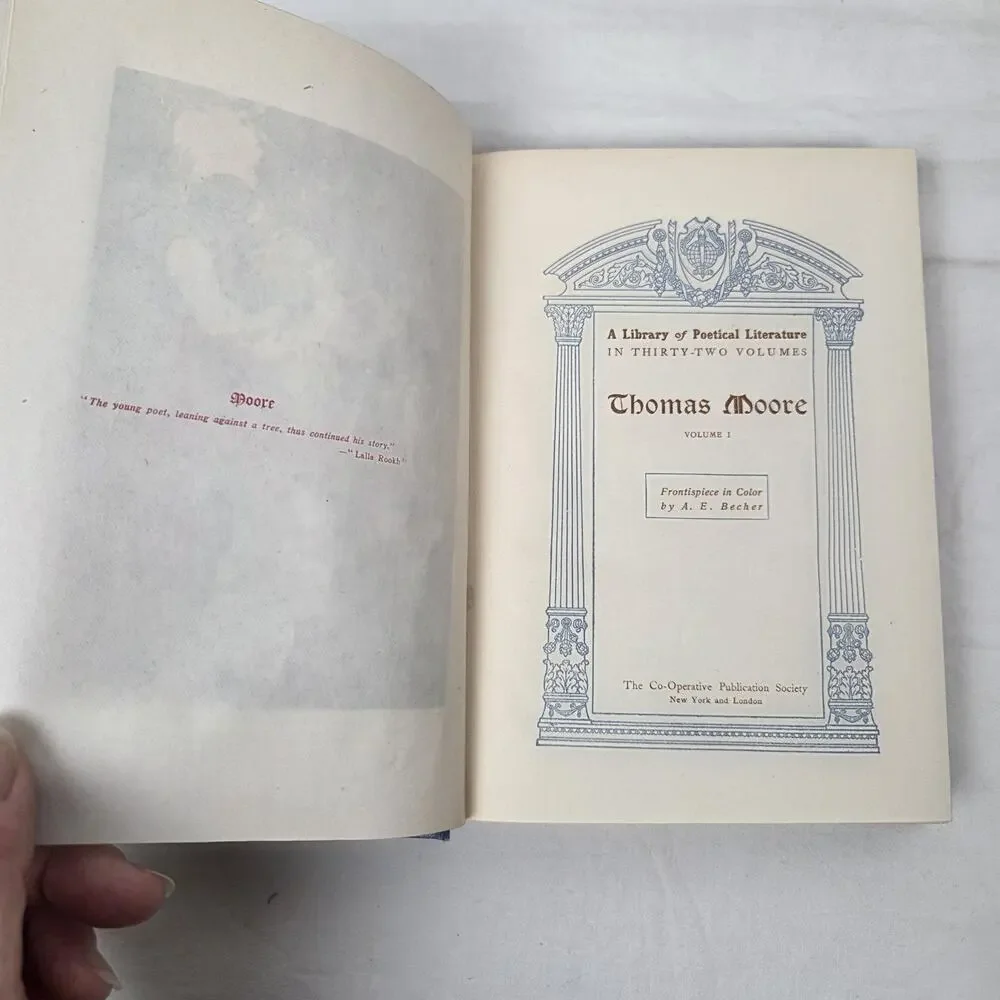 Poems of Thomas Moore in Two Volumes Blue Gold Hardcover Set Poetical Library